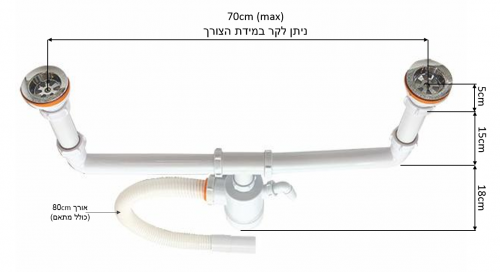 ⁦אמריקנו דו- סיפון לכיור מטבח ''2 / אמריקאי⁩ – תמונה ⁦2⁩