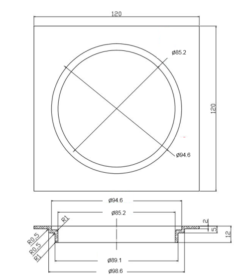 ⁦סטיל ג'מבו - מכסה מרובע 11.5X11.5 למאסף נקז מים גימור מט⁩ – תמונה ⁦2⁩